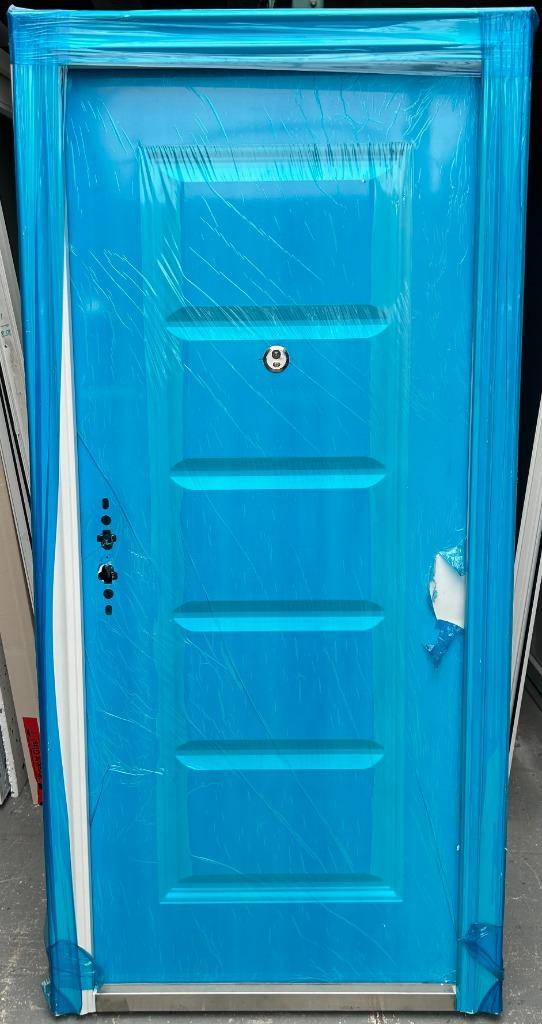 Stalen voordeur 13 puntssluiting 99 x 206,5 cm Links Wit, Doe-het-zelf en Verbouw, Deuren en Horren, Nieuw, Buitendeur, 200 tot 215 cm