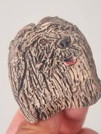 Vintage 1980 uniek bichon keramiek broche, Sieraden, Tassen en Uiterlijk, Broches, Ophalen of Verzenden, Zo goed als nieuw, Goud