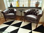 Chesterfield stoelen, Huis en Inrichting, Fauteuils, Ophalen, Gebruikt, 50 tot 75 cm, Leer