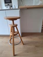 Retro houten piano of bar kruk in hoogte verstelbaar, 1 kruk, Ophalen of Verzenden, Zo goed als nieuw, In hoogte verstelbaar
