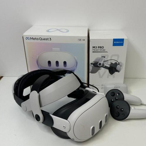 Meta Quest 3 128GB + Bobovr headset | Zeer nette staat, Spelcomputers en Games, Virtual Reality, Zo goed als nieuw