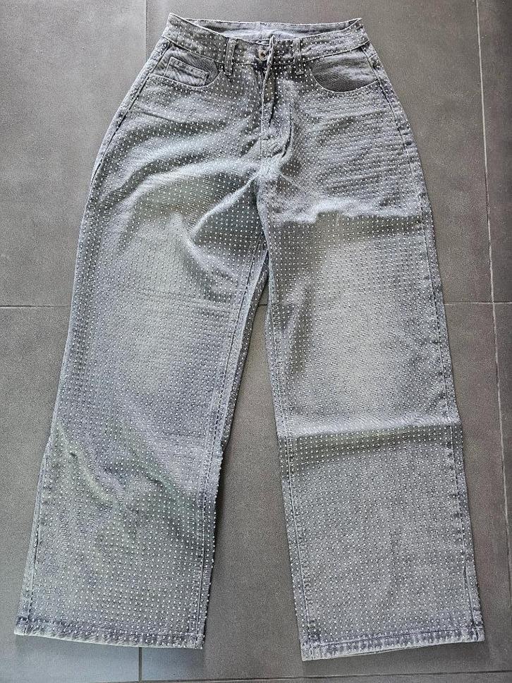 grijze broek met glitters, Kleding | Dames, Broeken en Pantalons, Nieuw, Maat 38/40 (M), Grijs, Lang, Ophalen of Verzenden