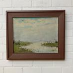 Oud schilderij natuur rivier plas, Antiek en Kunst, Kunst | Schilderijen | Klassiek, Verzenden