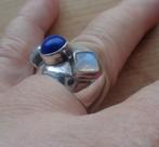 zilveren royale ring met maansteen en lapis lazuli [184], Verzenden, Zo goed als nieuw, 17 tot 18, Dame