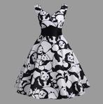 Zwarte witte panda jurk vintage jurkje 34 36 38 40 42 44, Kleding | Dames, Jurken, Verzenden, Nieuw, Knielengte