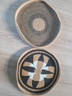 Twee decoratieve rieten schalen/manden, Gebruikt, Schaal, Rond, Ophalen of Verzenden