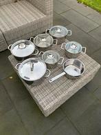 RVS Pannenset - 7 Delig, Gebruikt, Inductieplaat, Verzenden, Pannenset