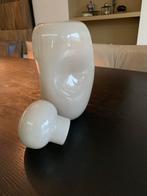 Taupe kleurige Stolp Vaas van Glas, Wit, Ophalen of Verzenden, Minder dan 50 cm, Glas