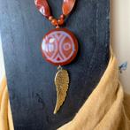 Carneool dzi bead amulet beschermt geluk power magie uniek, Sieraden, Tassen en Uiterlijk, Kettingen, Nieuw, Oranje, Ophalen of Verzenden