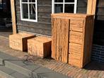Teak houten bijzettafels en kast - tafel - meubel, interieur, Tuin en Terras, Ophalen, Zo goed als nieuw, Hout, Overige typen