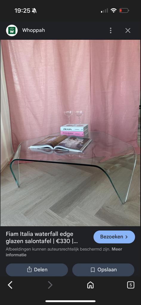 Fiam Italia waterfall salontafel, Huis en Inrichting, Tafels | Salontafels, Minder dan 50 cm, 100 tot 150 cm, 100 tot 150 cm, Rechthoekig