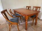 Houten eethoek met 4 retro design stoelen, Huis en Inrichting, Complete eetkamers, Ophalen, Gebruikt, Retro, 4 tot 6 stoelen