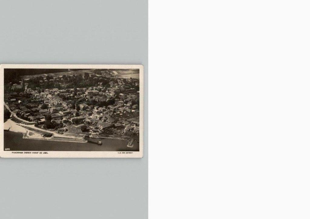 Panorama Dieren vanaf de IJsel KLM luchtfoto, Verzenden, 1940 tot 1960, Ongelopen, Gelderland