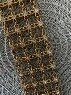 Prachtige goudkleurige armband met strass, Sieraden, Tassen en Uiterlijk, Nieuw, Met strass, Ophalen of Verzenden