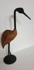 1581) Mooie houten dicoratie vogel op ijzeren voet, Ophalen of Verzenden