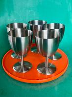 Vintage INOX rvs 18/10 chroom set wijn voetglazen coupe HEMA, Huis en Inrichting, Keuken | Servies, Gebruikt, Ophalen of Verzenden