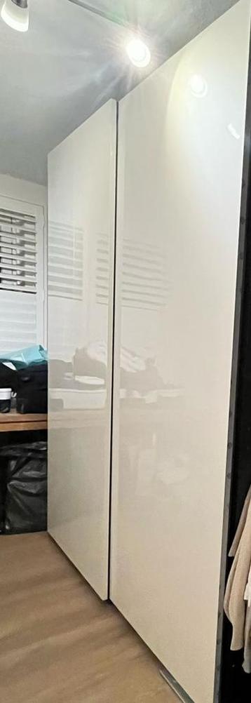 Pair of sliding doors, high-gloss white, 200x236 cm+ rails