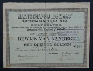 Maatschappij "De Maas" Scheepsbouw - Delfshaven - 1882  beschikbaar voor biedingen