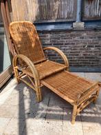 Mooie franse rotan deckchair/lig-tuinstoel, Huis en Inrichting, Stoelen, Ophalen, Bruin, Riet of Rotan, Zo goed als nieuw