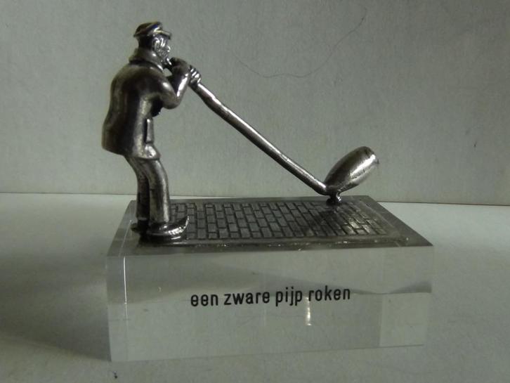 Miniatuur zilver S14a man + grote pijp zilveren miniaturen, Antiek en Kunst, Antiek | Goud en Zilver, Zilver, Verzenden