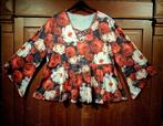 mooi rood tuniek bloemen met wijde mouwen 48/50, Ophalen of Verzenden, Nieuw, Rood, Blouse of Tuniek