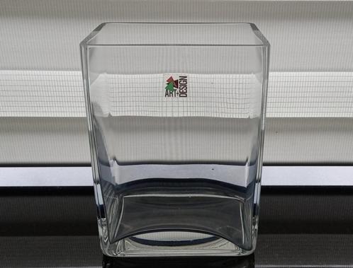 Art Design transparante rechthoekige (accubak) glazen vaas, Huis en Inrichting, Woonaccessoires | Vazen, Zo goed als nieuw, Glas