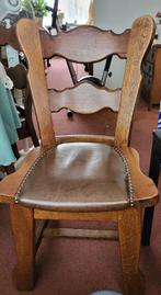 gratis af te halen 4 eiken houten beklede stoelen, Huis en Inrichting, Gebruikt, Bruin, Vier, Ophalen