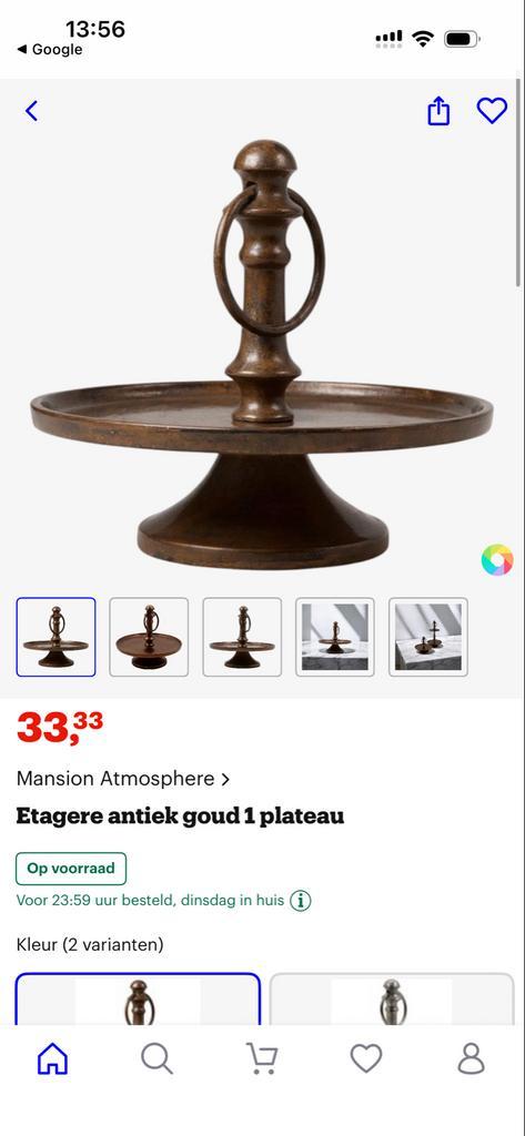 Mooie ijzeren etagère - 35x42cm, Huis en Inrichting, Woonaccessoires | Schalen en Manden, Zo goed als nieuw, Schaal, Rond, Overige materialen