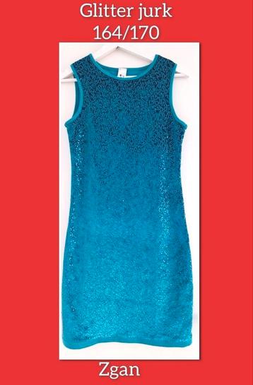 Glitterjurk 164/170 blauw zgan beschikbaar voor biedingen