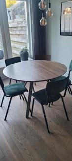 Ronde eettafel met 5 eetstoelen, Huis en Inrichting, Tafels | Eettafels, Ophalen, Gebruikt, Rond, Vier personen