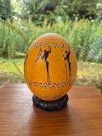 Handbeschilderd Struisvogelei met Afrikaanse Motieven, Ophalen of Verzenden