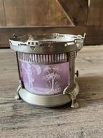 Zeldzaam Art Deco Theelicht / Comfoor met Paars Glas (Comple, Ophalen