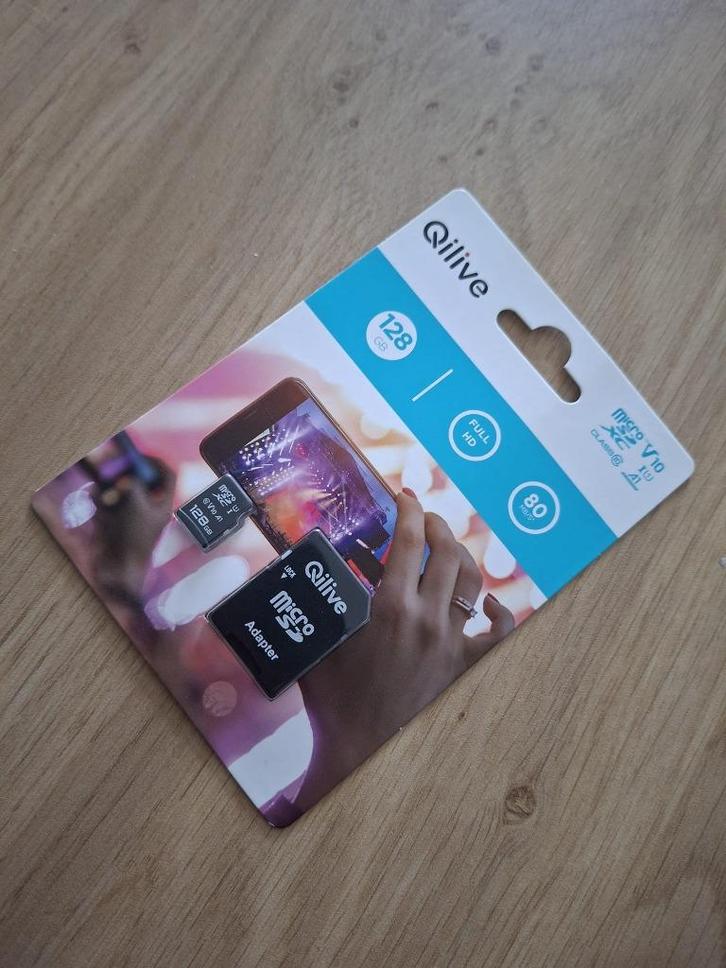 Qilive microSD-geheugenkaart 128 GB, Audio, Tv en Foto, Fotografie | Geheugenkaarten, Nieuw, MicroSD, 128 GB, Fotocamera, Ophalen of Verzenden