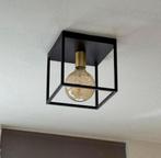 3x plafondlampen zwart staal en goud 22x22x22, Ophalen of Verzenden, Zo goed als nieuw
