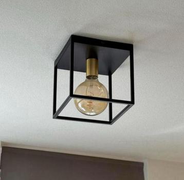 3x plafondlampen zwart staal en goud 22x22x22 beschikbaar voor biedingen
