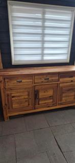 Acacia Houten Dressoir - 160cm Breed, Huis en Inrichting, Kasten | Dressoirs, Ophalen, 150 tot 200 cm, Zo goed als nieuw, Tijdloos