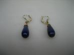 Gouden Pegel oorbellen met Lapis Lazuli, Sieraden, Tassen en Uiterlijk, Oorbellen, Hangers, Verzenden, Zo goed als nieuw, Met edelsteen