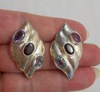 zilveren prachtige vintage oorbellen met stenen nr.1296, Ophalen of Verzenden, Zo goed als nieuw, Zilver, Hangers