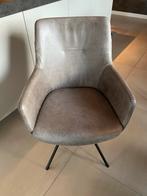6 Draaibare Eetkamerstoelen Taupe/Leverkleur, Huis en Inrichting, Stoelen, Ophalen, Gebruikt, Bruin, Metaal