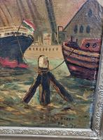 Havengezicht/Haven Rotterdam/Olieverf, Ophalen of Verzenden