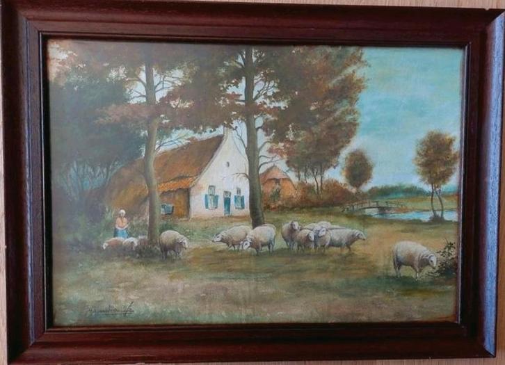 Aquarel  ... Hub van Winkel ... mooi ingelijst  ..., Antiek en Kunst, Kunst | Schilderijen | Klassiek, Ophalen of Verzenden