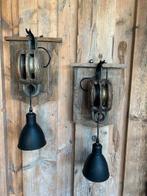 Industriële wandlampen van hijsblokken, Antiek en Kunst, Ophalen