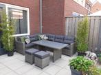 Loungeset compleet met grijze kussens en afdekhoes, Ophalen, Zo goed als nieuw, Wicker