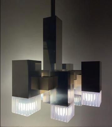 Vintage Italiaans hanglamp, kroonluchter, Gaetano Sciolari beschikbaar voor biedingen