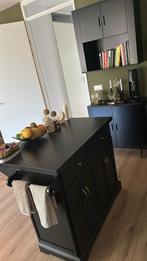 Keukeneiland met uitschuifbaar deel & barkruk functie, Huis en Inrichting, Keuken | Keukenelementen, Ophalen, 100 tot 150 cm, Zwart