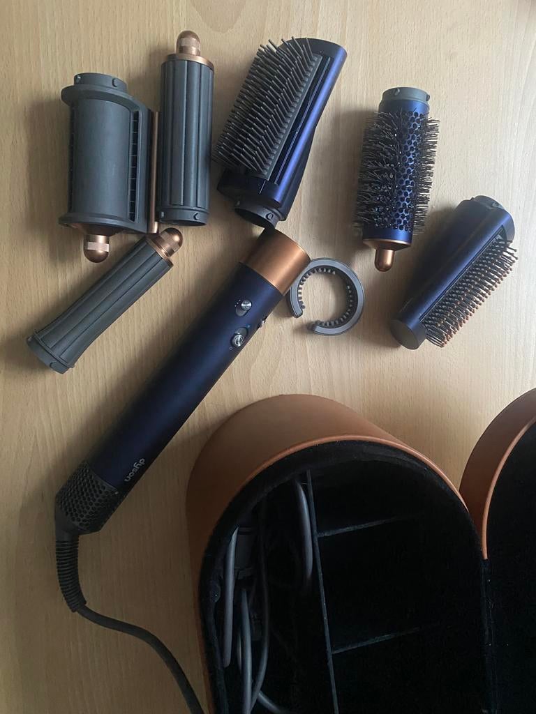 Dyson airwrap pruisisch blauw/koper, Ophalen of Verzenden, Zo goed als nieuw, Föhn of Haardroger