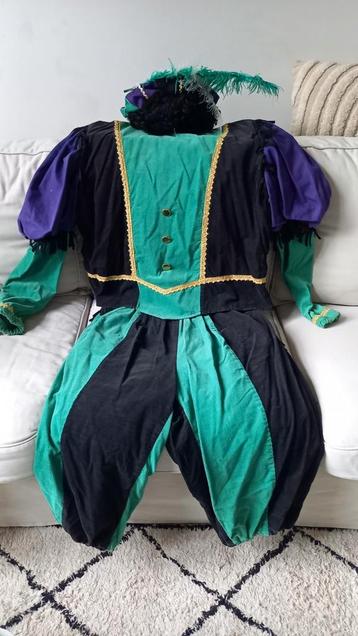 Prachtig paars/groen met goud pietenpak&pruik! beschikbaar voor biedingen