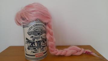 Pruik roze lang stijl haar 70 cm met vlecht in goede staat beschikbaar voor biedingen