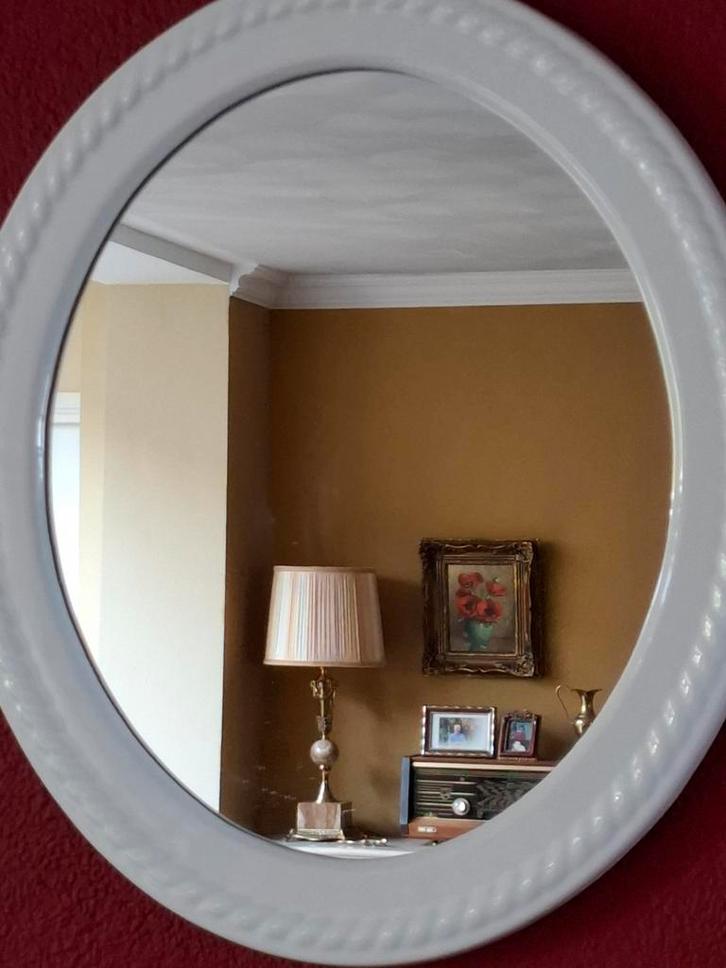 Porseleinen Spiegel - 40x47 cm, Antiek en Kunst, Antiek | Spiegels, Minder dan 50 cm, Minder dan 100 cm, Rechthoekig, Ophalen of Verzenden