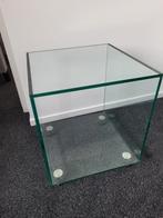 Glazen Kubus op Wieltjes - Kleine Beschadiging, Huis en Inrichting, Tafels | Salontafels, Ophalen, Minder dan 50 cm, Gebruikt